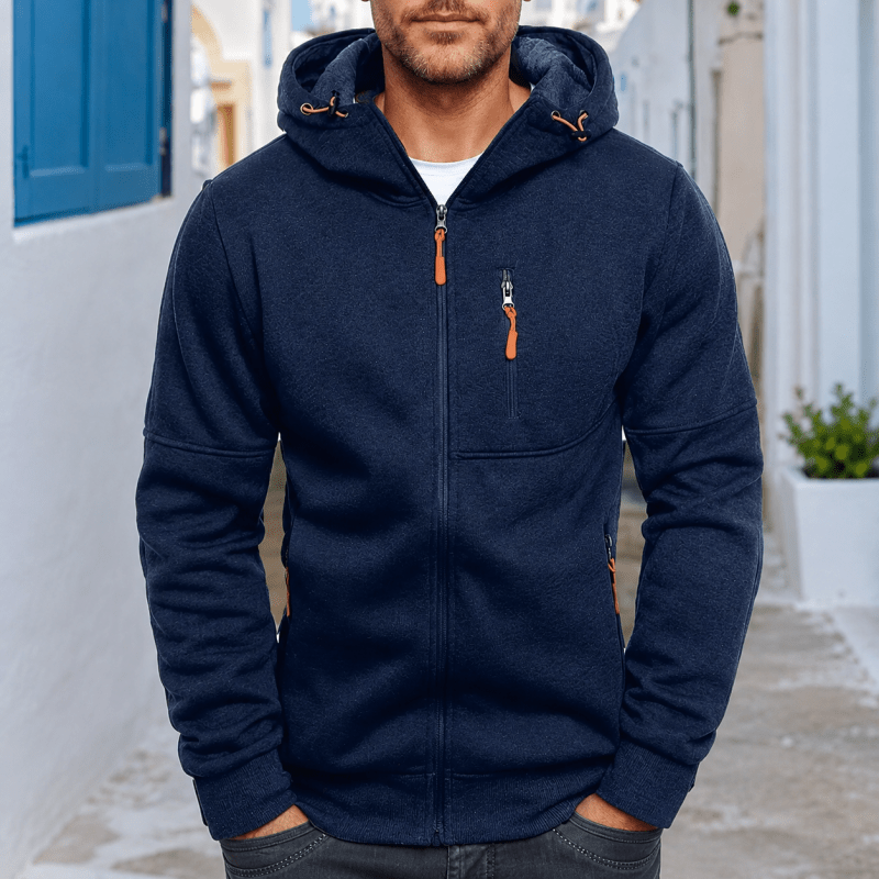 Men's Full Zip Hoodie with Chest Pocket