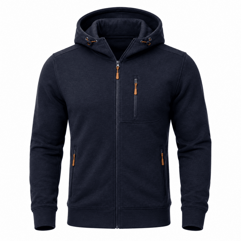 Men's Full Zip Hoodie with Chest Pocket