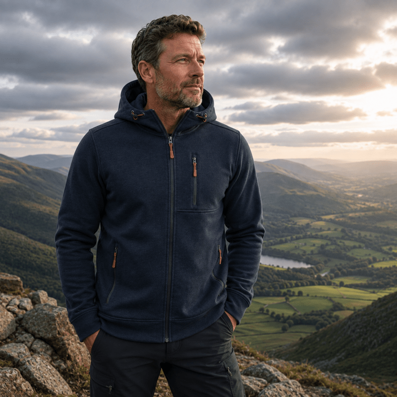 Men's Full Zip Hoodie with Chest Pocket