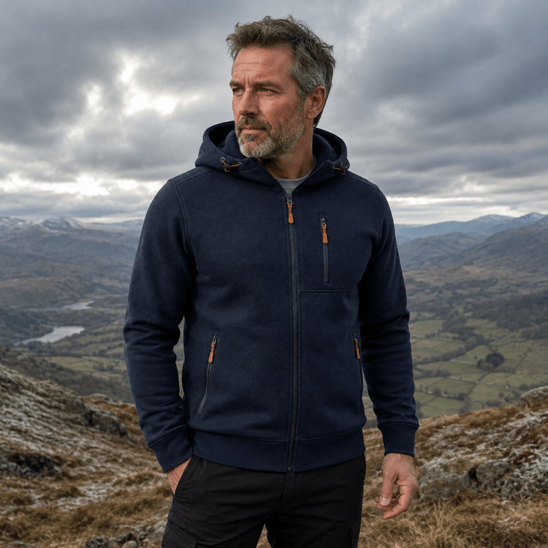 Men's Full Zip Hoodie with Chest Pocket