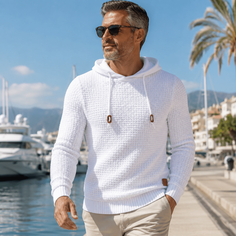 Men's Textured Knit Pullover Hoodie