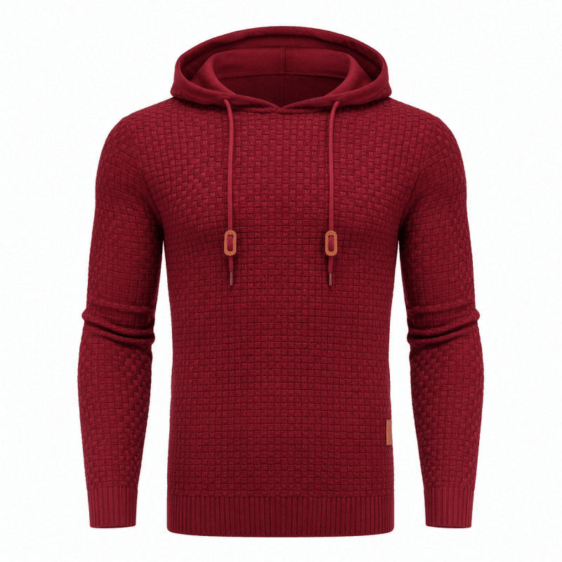 Men's Textured Knit Pullover Hoodie