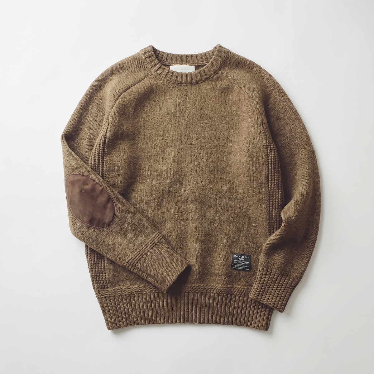 Men's Crewneck Knit Sweater with Elbow Patches