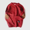 Men's Crewneck Knit Sweater with Elbow Patches