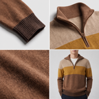 Men's Striped Quarter-Zip Knit Sweater