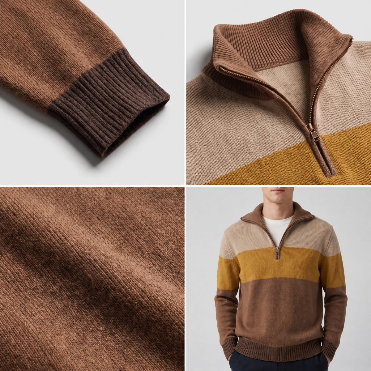 Men's Striped Quarter-Zip Knit Sweater