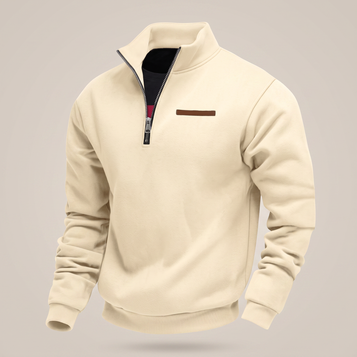 Men's Quarter-Zip Pullover with Stand Collar