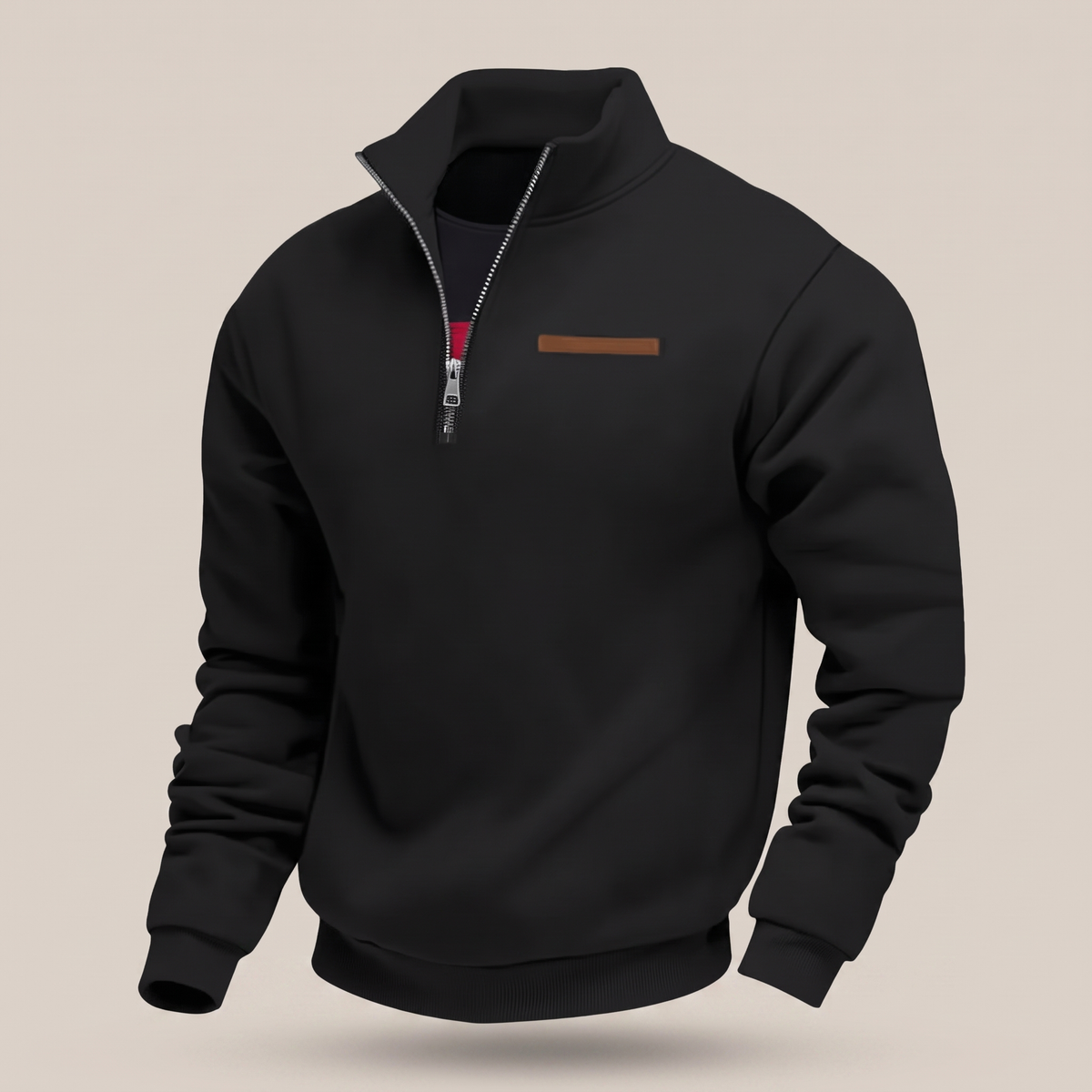 Men's Quarter-Zip Pullover with Stand Collar
