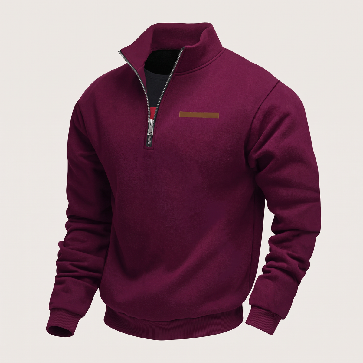 Men's Quarter-Zip Pullover with Stand Collar
