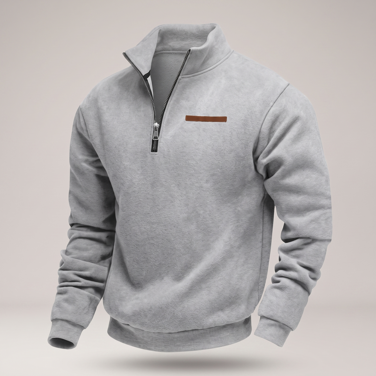 Men's Quarter-Zip Pullover with Stand Collar