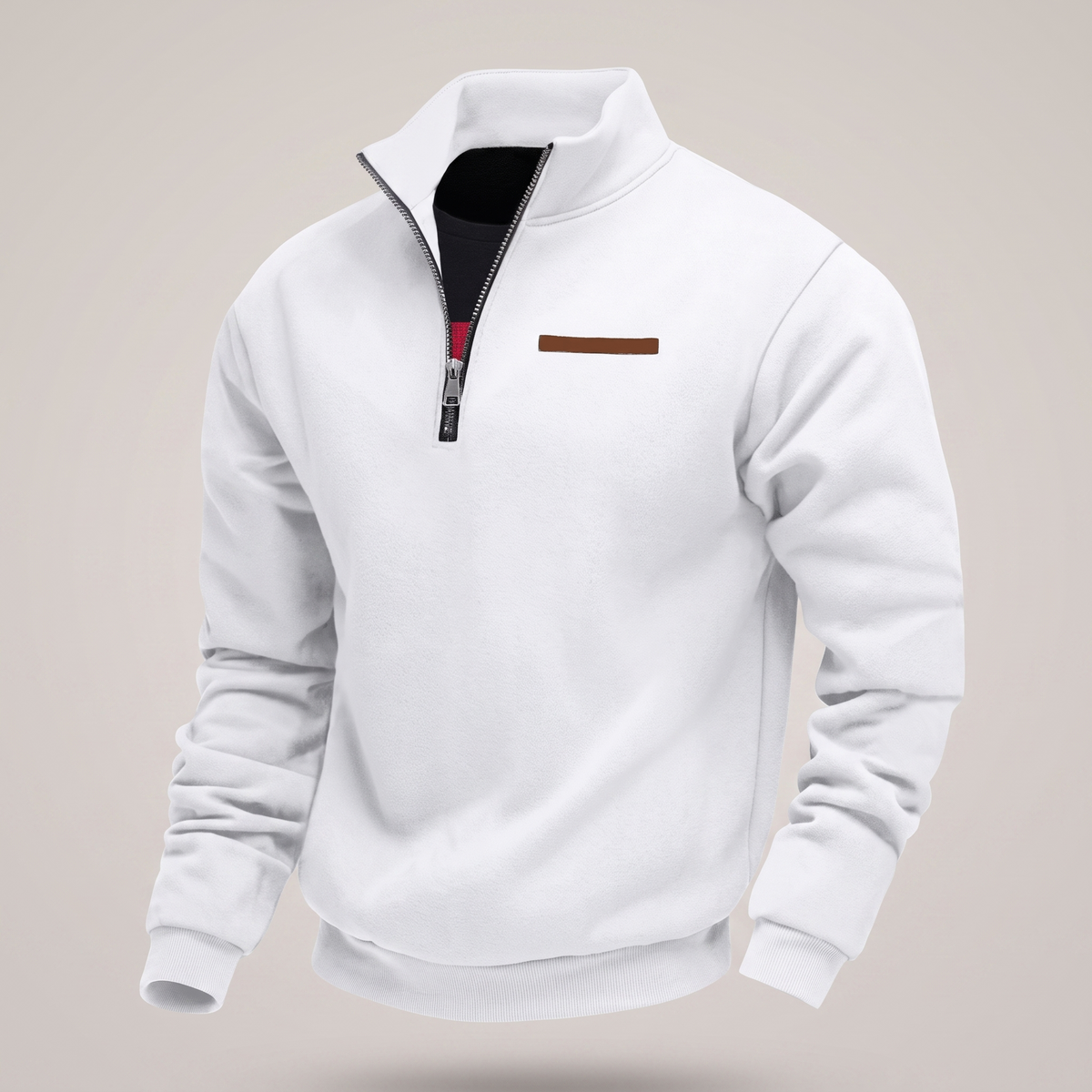 Men's Quarter-Zip Pullover with Stand Collar