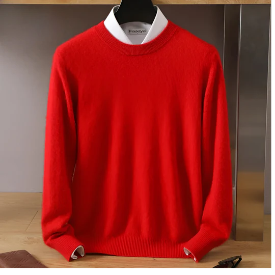 Men’s Crewneck Knit Sweater with Ribbed Trim