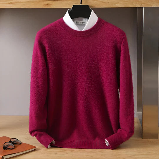 Men’s Crewneck Knit Sweater with Ribbed Trim