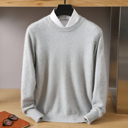 Men’s Crewneck Knit Sweater with Ribbed Trim