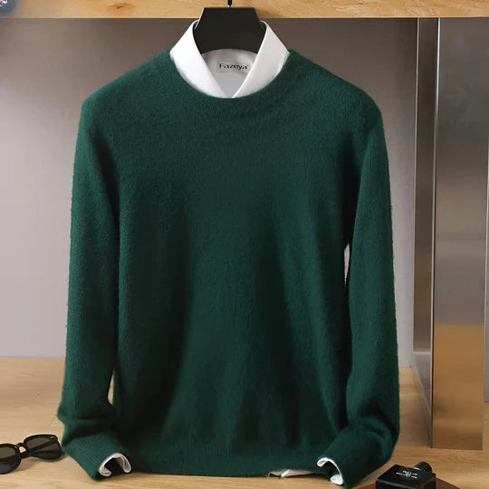 Men’s Crewneck Knit Sweater with Ribbed Trim