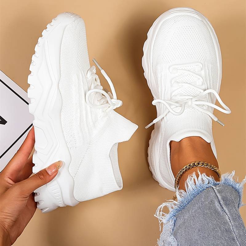 Women's Chunky Lace-Up Sneakers with Platform Sole
