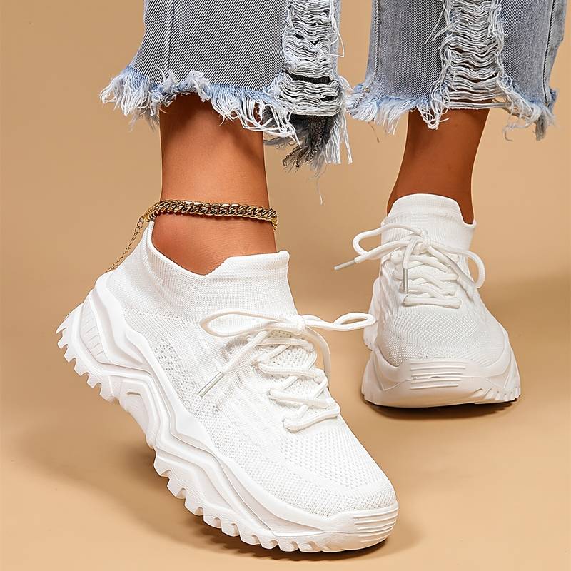 Women's Chunky Lace-Up Sneakers with Platform Sole