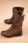 Women's Lace-Up Combat Boots with Low Heels