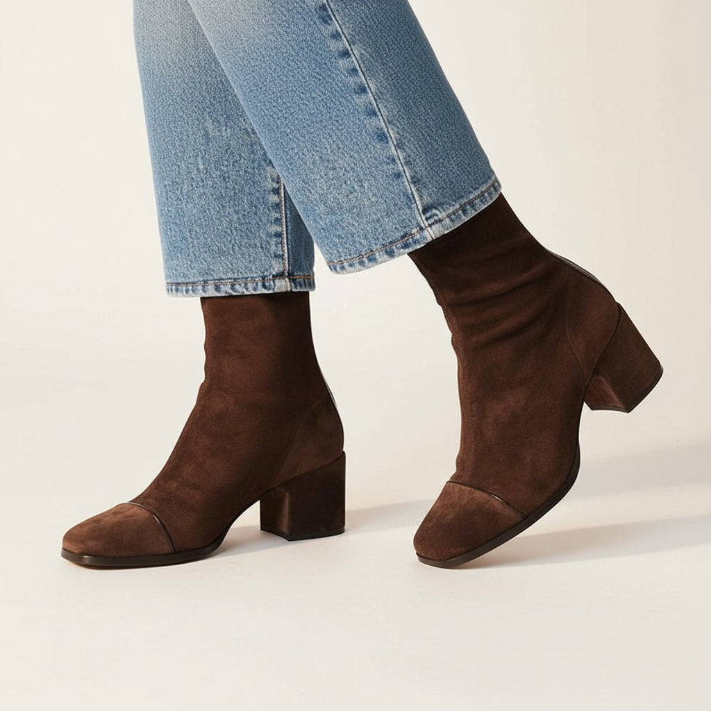 Women's Suede-Look Ankle Boots with Block Heel